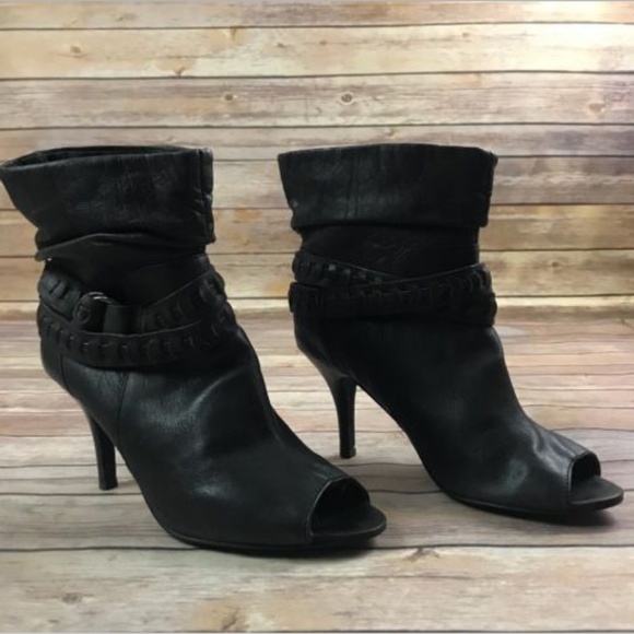 womens black peep toe booties
